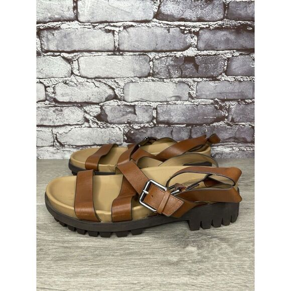 Sam Edelman Eleanora Brown Leather Lug Sole Strap Sandals Women’s Sz 11M US/41EU - Picture 1 of 16